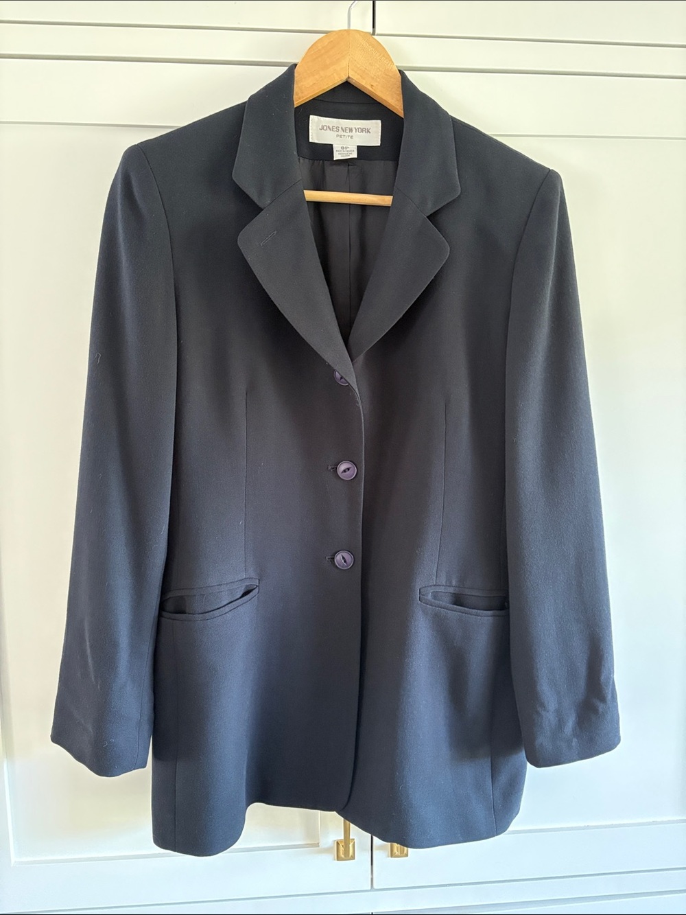 Jones New York Classic Dark Navy Blazer Shoulder Pads SZ 8P